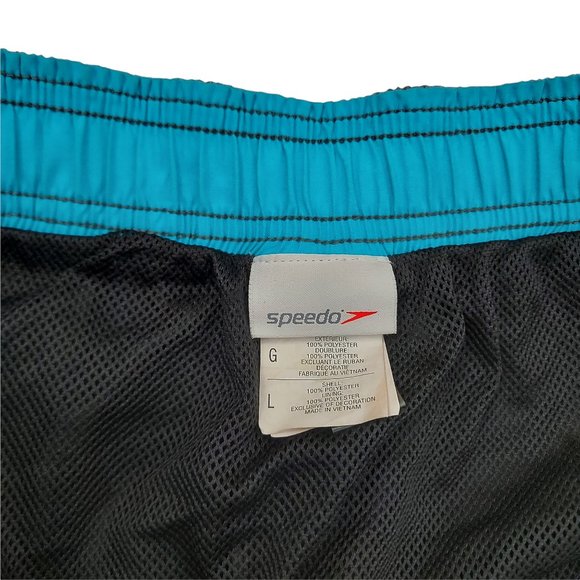 Speedo Shorts Mens Large Gray Black Swim Trunks Mesh Lined Beach Pool Summer - Picture 9 of 10